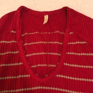 Free People Sweaters - Thermal free people red stripped sweater small Free People Sweaters - Thermal free people red stripped sweater small